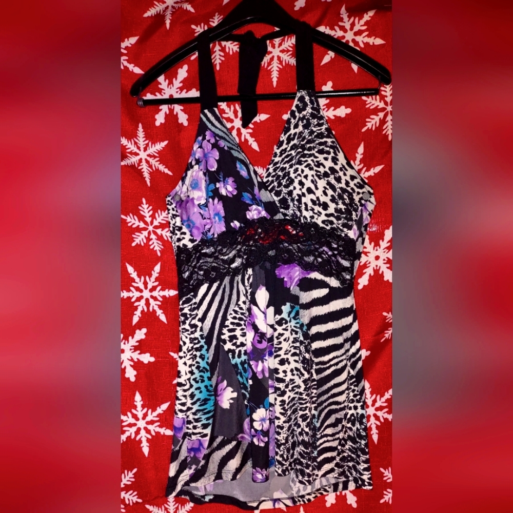 RARE Find, dots. Multi-Print Halter Tank Top